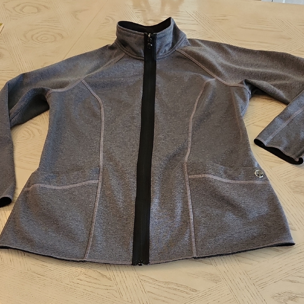 Timberland Women's Reversible Full Zip Fleece Jacket Gray and Black Size Large